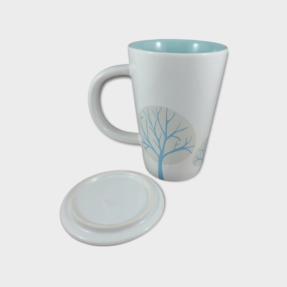 DAVIDS TEA Mug with Ceramic Lid Retired Nordic Blue Winter Tree Perfect Cup - Picture 5 of 6